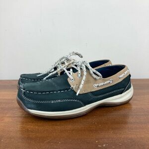 Rockport Works Blue/Tan Leather Sailing Club Boat Shoes RK670 Women’s 9.5M.